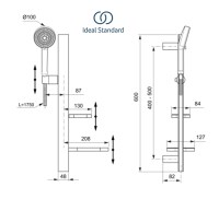 MEDIDAS KIT BARRA DUCHA ALU+ IDEAL STANDARD
